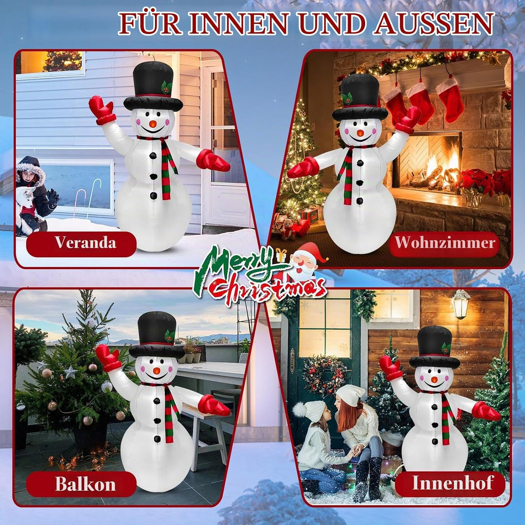 1.8m Aufblasbarer Schneemann Weihnachten mit LED Lichtern Aussendekoration Aufblasbarer Schneemann W