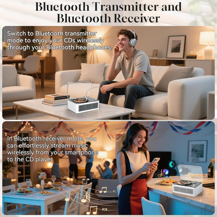 Gueray Tragbarer CD Player Bluetooth CD-Player mit Lautsprecher & Radio & Fernbedienung Unterstützt