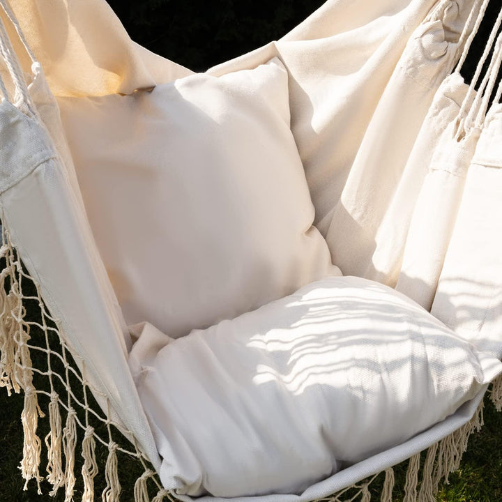 Gardlov Hängesessel Outdoor 97 x 130 cm Beige bis 120 kg - Schaukelsessel Outdoor und Innen - Hänges