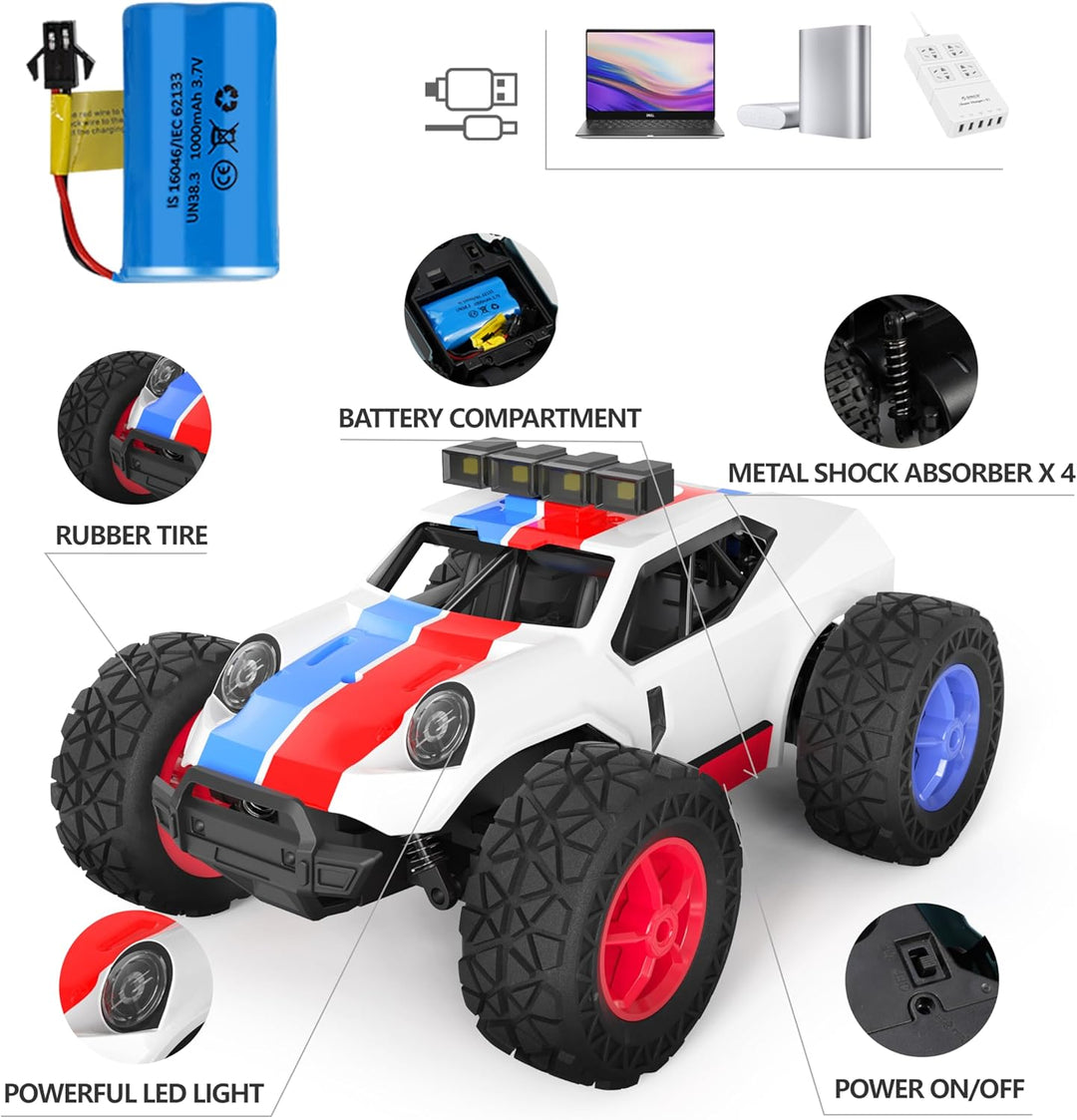 Kizeefun Ferngesteuertes Auto, 2.4Ghz 1/20 RC Auto Geländewagen 20 km/h Alle Gelände, Elektrisches S