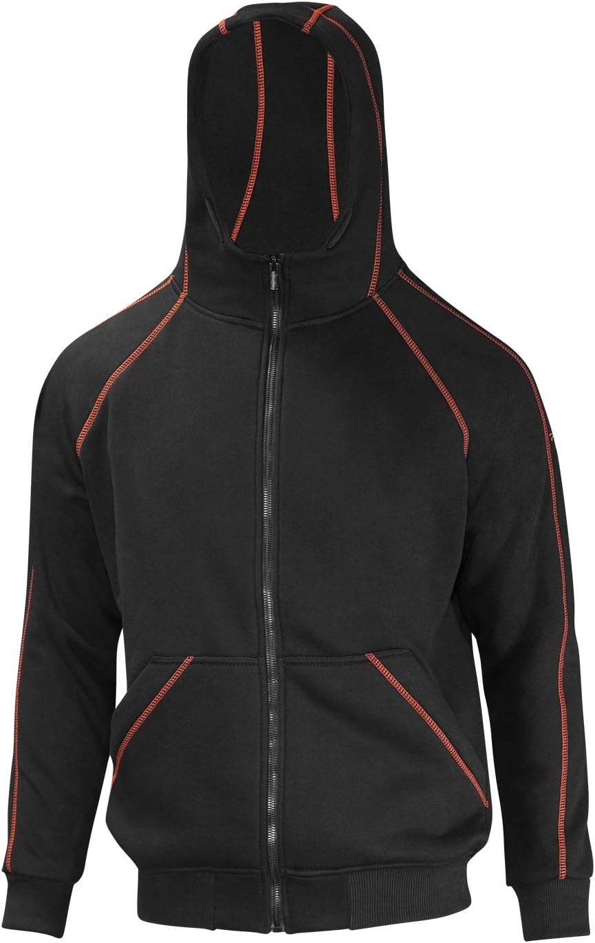 strongAnt Hoodie mit Reissverschluss für Herren warme Fleece Jacke mit Kapuze XS Schwarz / Orange, X