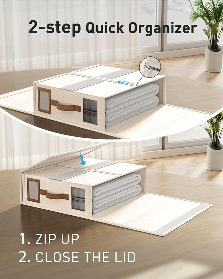 Bubooo3 Linen Bed Sheet Organiser Box, 3 Faltbarer bettwäsche aufbewahrungbox mit Transparentem Fens