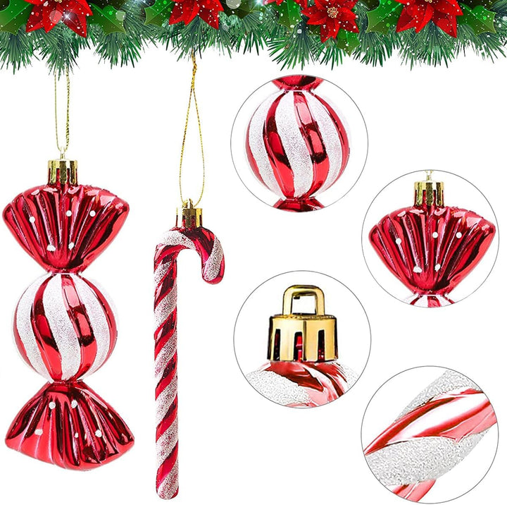 18 Stück Zuckerstangen Weihnachten Deko Weihnachtskugeln Zuckerstangen Deko Glitzer Weihnachtsbaumsc