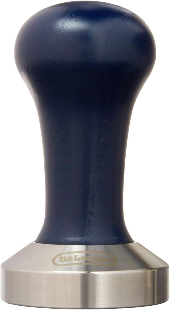 De'Longhi DLSC058, Kaffee-Tamper aus robustem Edelstahl mit stilvollem Holzgriff, in elegantem Blau/
