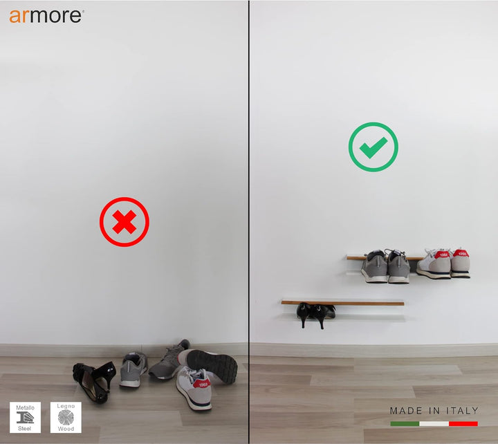 Armore Schuhregal, modern, platzsparend, schmal, zum Aufhängen an der Wand, Eingangsbereich, Metall,