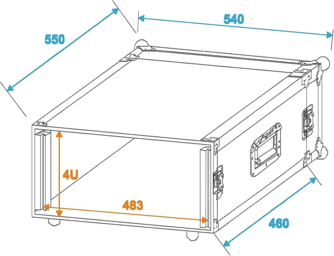 ROADINGER Verstärkerrack PR-2, 4HE, 47cm tief | Flightcase für 483-mm-Geräte (19") | mehrschichtig v