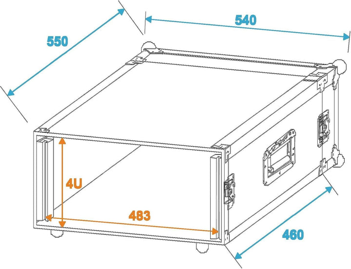 ROADINGER Verstärkerrack PR-2, 4HE, 47cm tief | Flightcase für 483-mm-Geräte (19") | mehrschichtig v