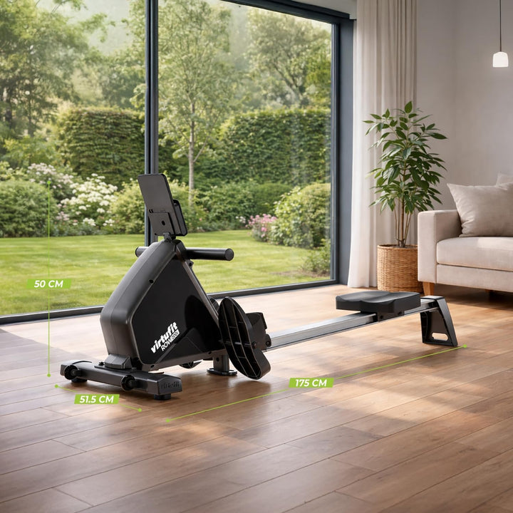VirtuFit Row450 Rudergerät – Klappbar & Leicht – Transportrollen – Platzsparend Fitnessgerät für Zuh