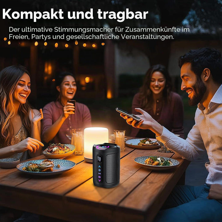 Bluetooth Lautsprecher mit Licht, 2026 Musikbox Tragbarer Box, Bluetooth 5.4, 15 St, Verbesserter Ba