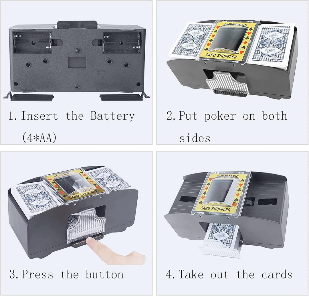 Kartenmischer 2 Deck，Automatischer Mischgerät zum Mischen von Karten, Kartenmischmaschine, batterieb