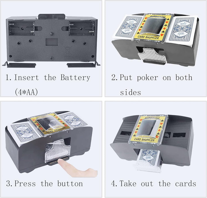 Kartenmischer 2 Deck，Automatischer Mischgerät zum Mischen von Karten, Kartenmischmaschine, batterieb