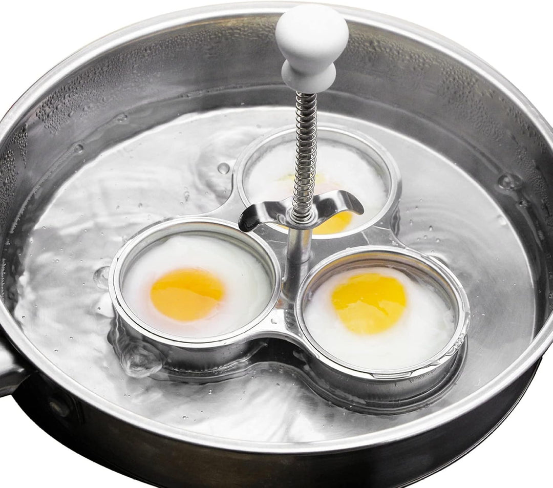 Eierwilderer Edelstahl pochierte Eierhersteller mit 3 Tassen zum Frühstückskochwerkzeug, Edelstahlwi