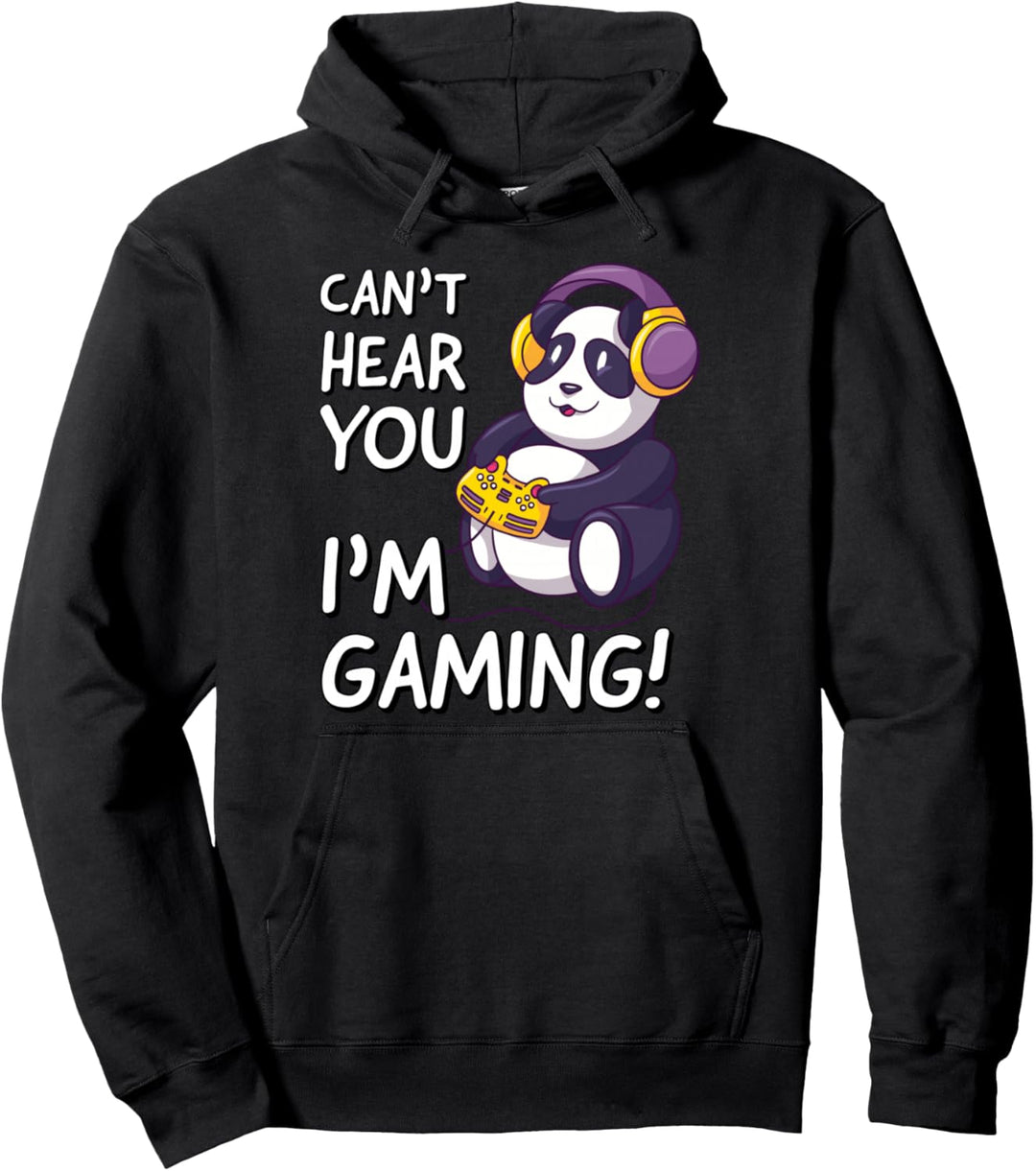 Can't Hear You I'm Gaming | Funny Kawaii Panda Gamer Gift Pullover Hoodie