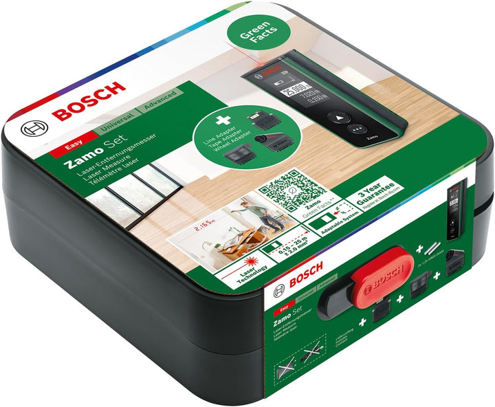 Bosch Laser-Entfernungsmesser Zamo der 4. Generation mit 3 Adaptern (einfaches und präzises Messen b