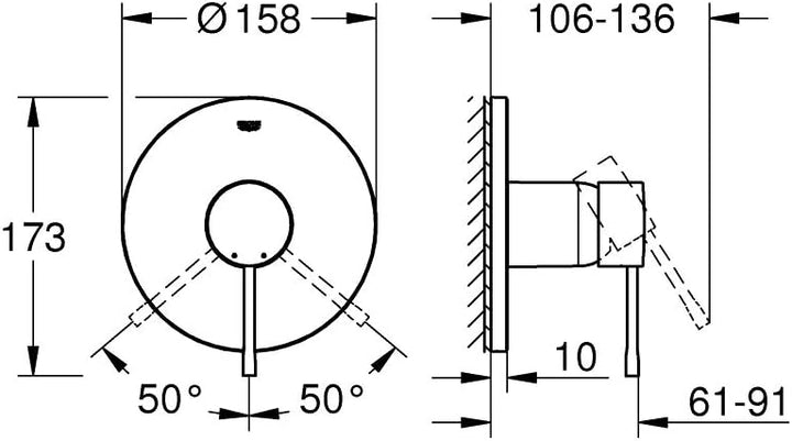 GROHE Essence | Einhand-Brausebatterie | chrom | 24057001, Einhand-Brausebatterie