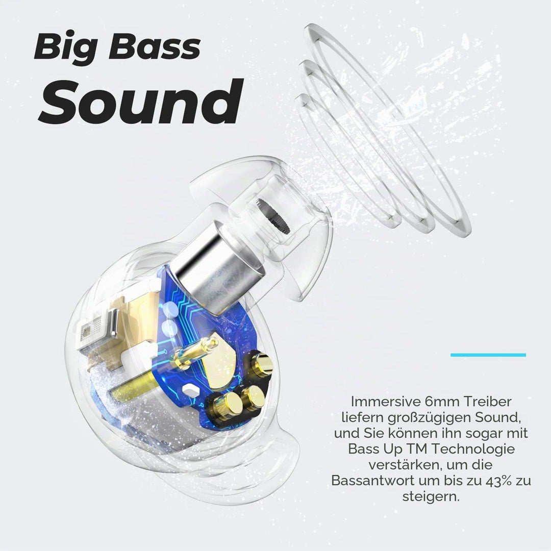 Tribit Bluetooth Kopfhörer, In Ear Kopfhörer Kabellos Bluetooth 5.3, Touch Control Kopfhörer mit 4 M