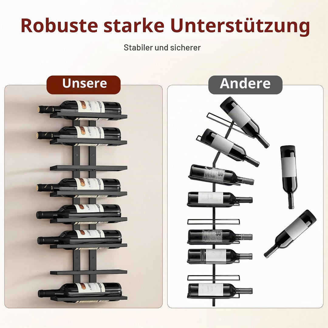FAVOOSTY Weinregal Wand 2 Set, Flaschenhalter, Flaschenregal mit 16 Ebenen, Metall Weinregal Hängend