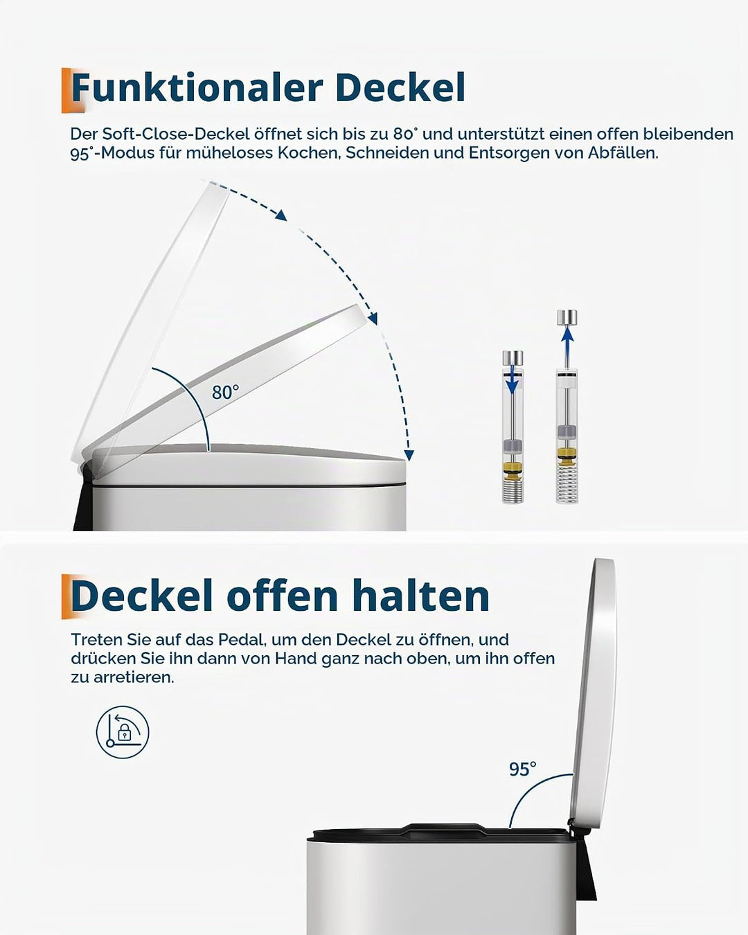 GarveeHome 10 Liter badezimmer mülleimer aus Edelstahl mit Deckel, schlankes und wasserdichtes Desig