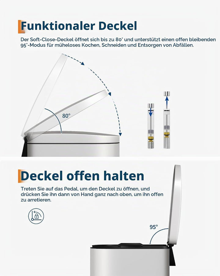 GarveeHome 10 Liter badezimmer mülleimer aus Edelstahl mit Deckel, schlankes und wasserdichtes Desig
