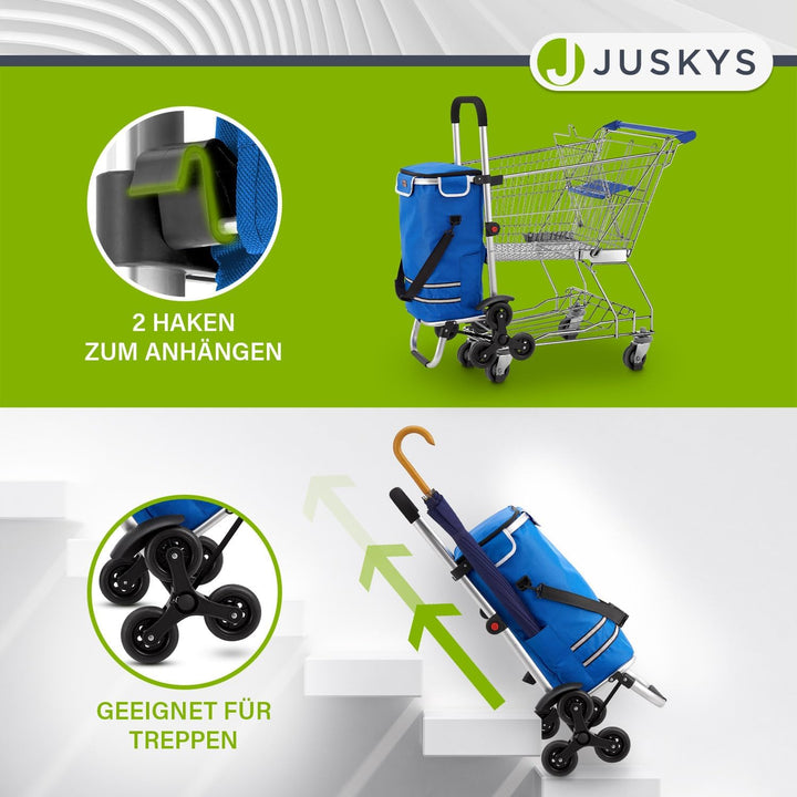 Juskys 3in1 Einkaufstrolley für Treppen - 56 L, modern & klappbar - Treppensteiger Trolley zum Shopp