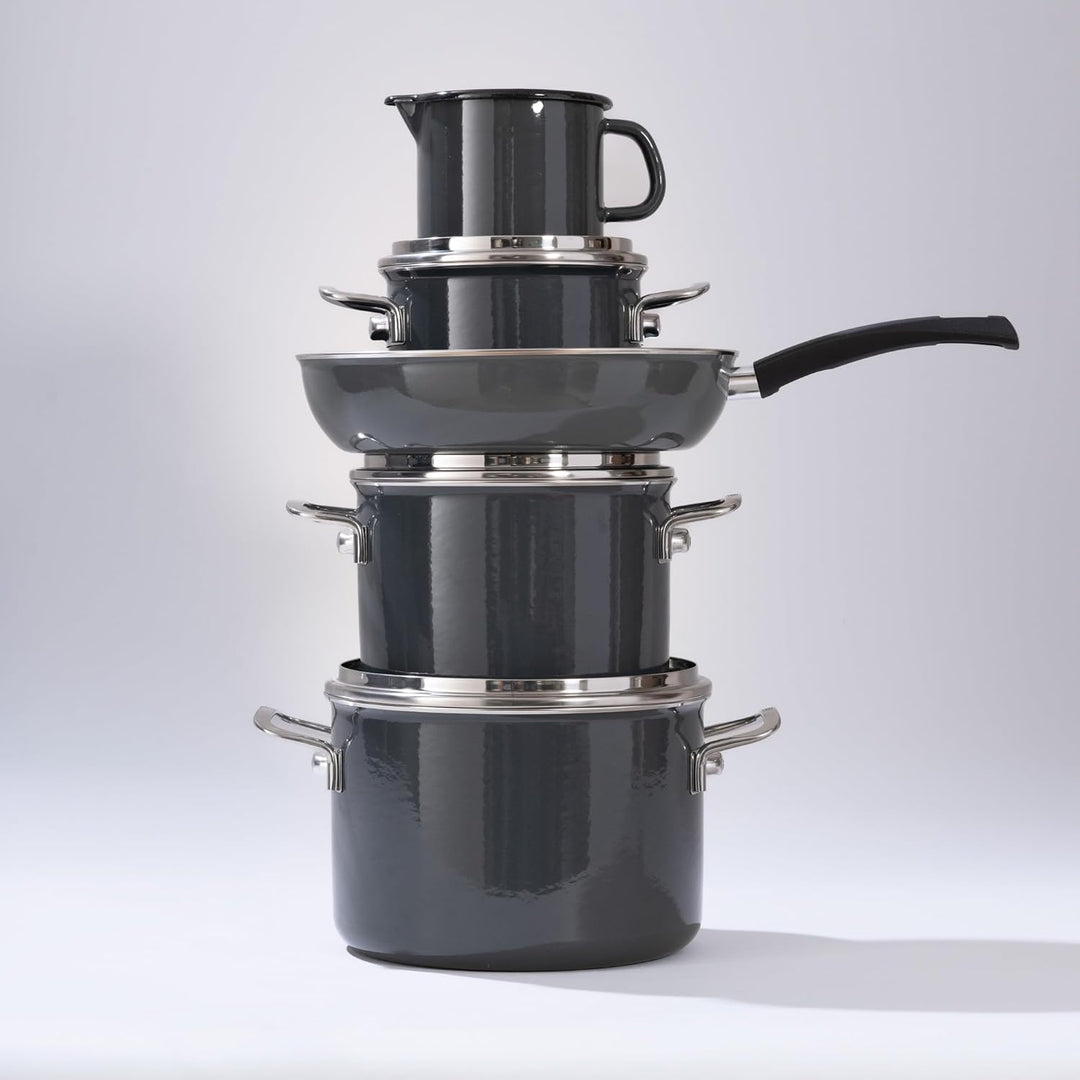 Riess, 0704-003, Topf mit Glasdeckel Ø 20cm, DARK GREY, Emaille, Vol. (rec.): 3,9 Liter, Made in Öst