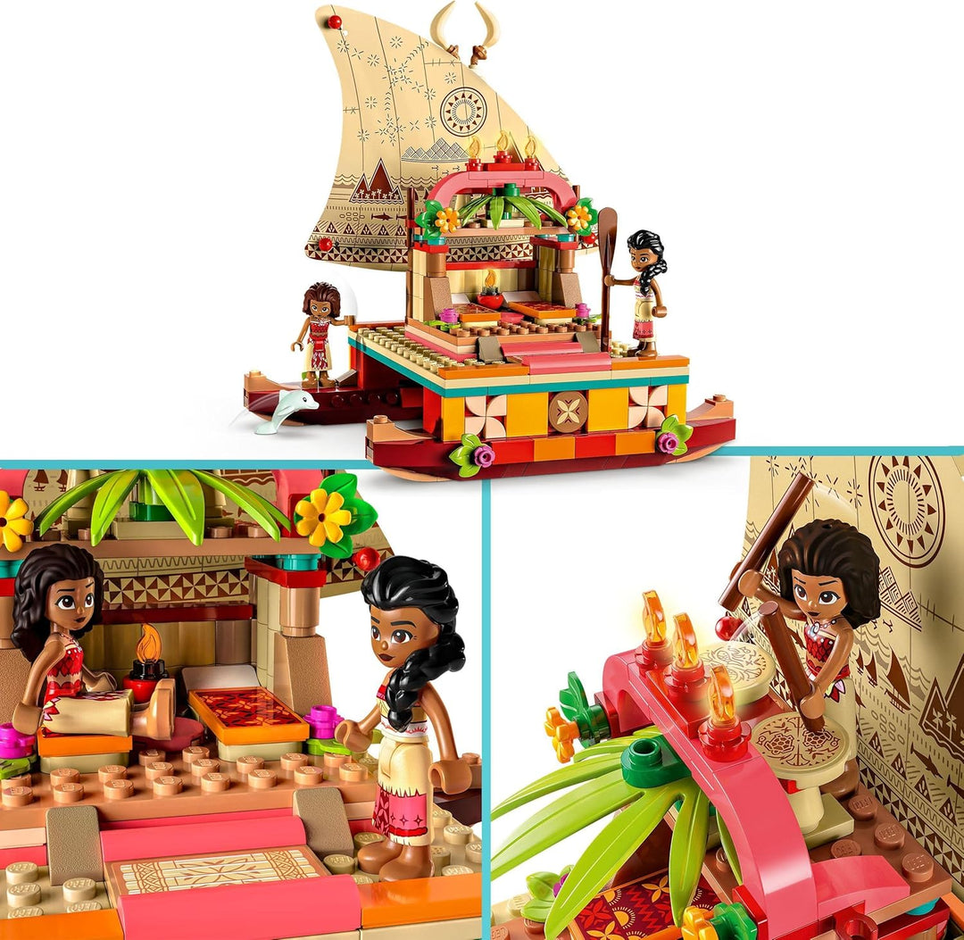 LEGO 43210 Disney Princess Vaianas Katamaran Spielzeug Boot mit Vaiana und Sina Prinzessinnen Mini-P