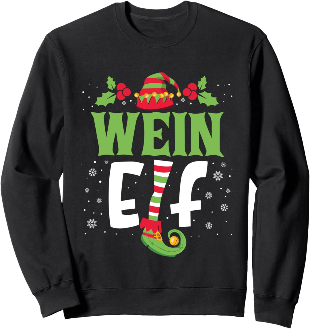 Wein Elf Familien Outfit Weihnachten Partnerlook Elfen Sweatshirt