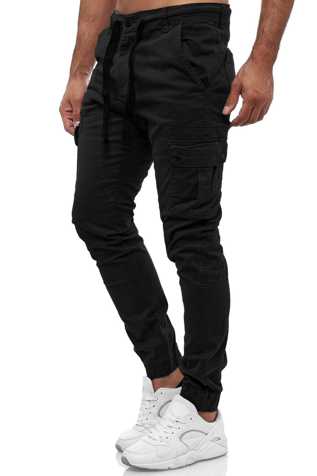 Cargohose Herren Cargo Hose Jogger Chino Regular Fit Jeans 18525, Schwarz