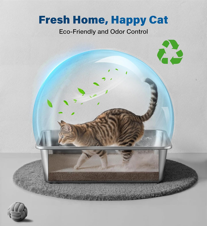 Edelstahl Katzenklo, Grosse Katzentoilette, XXL Katzentoilette Edelstahl Offen, Metall Katzenklo für