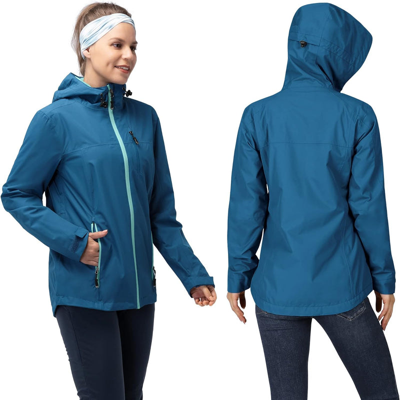 33,000ft Regenjacke Damen Wasserdicht Outdoorjacke Atmungsaktiv Herbst Übergangsjacke Leichte Jacke