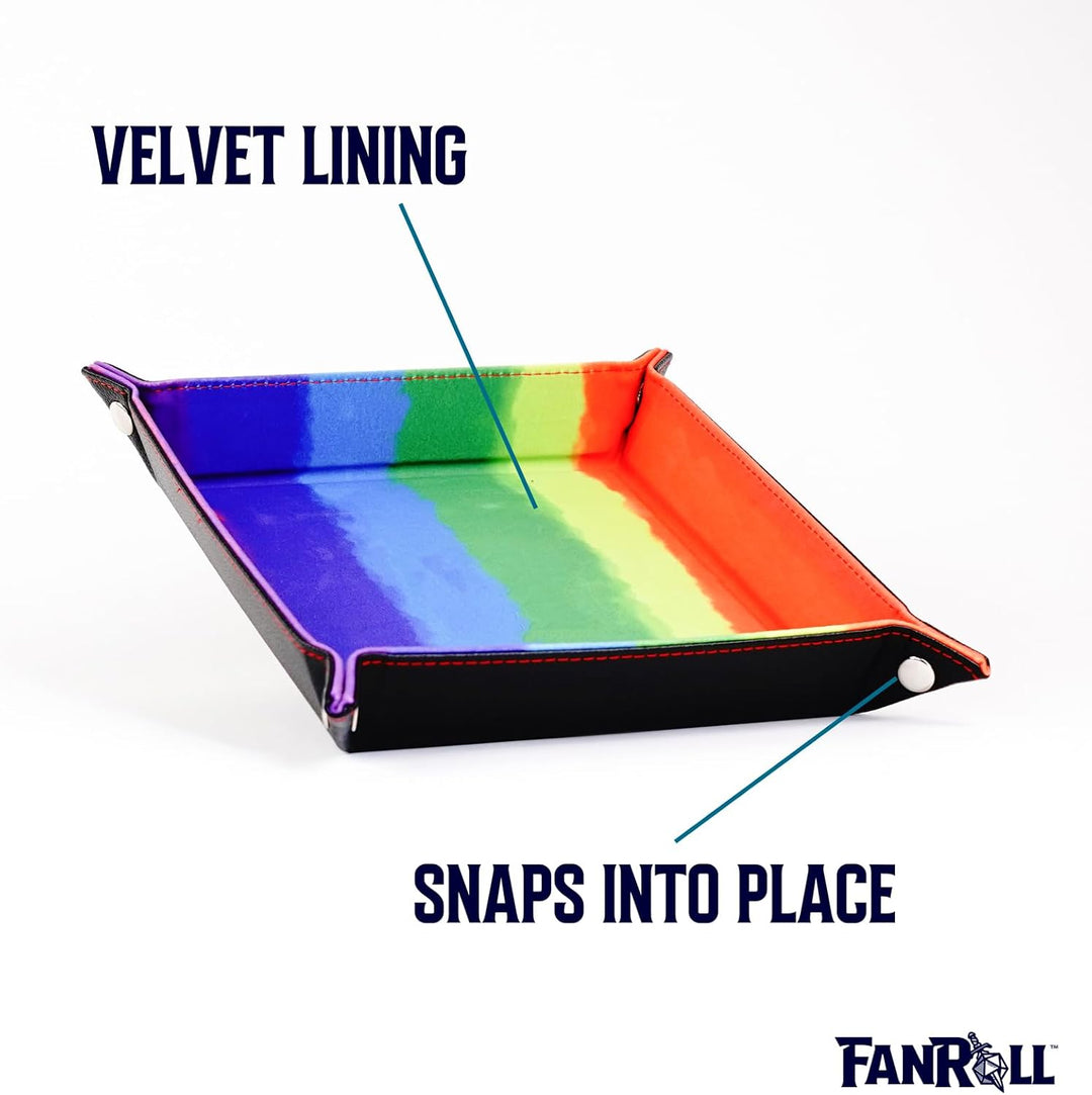 Metallic Dice Games LIC538 10 x 10 in. Velvet Folding Dice Tray44; Watercolor Rainbow Aquarell Regen