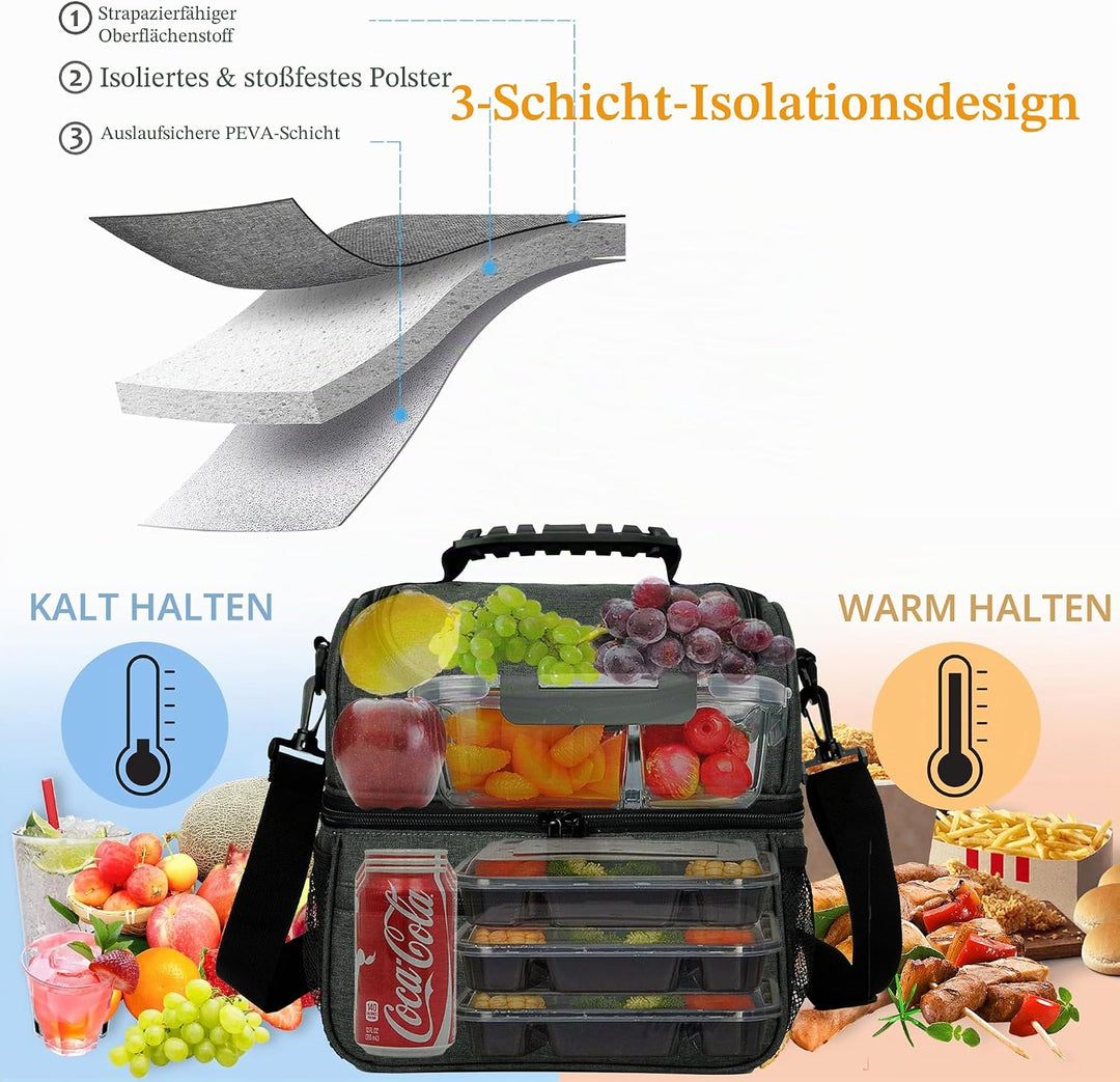 Kato Tirrinia Faltbar Gross Kühltasche 13L(22Dosen), Doppellagige Isoliertasche Lunchtasche Picknick