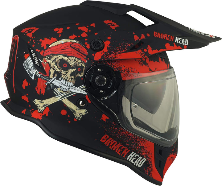 Broken Head Jack S. VX2 rot - Motocross-Helm mit Visier und Sonnenblende - Enduro Cross-Helm XS (53-