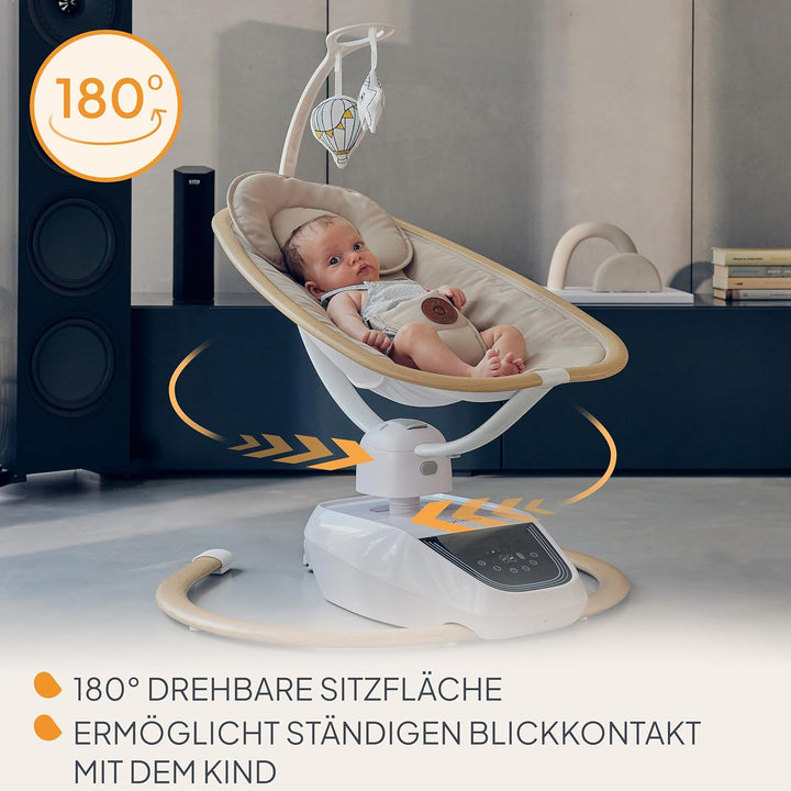 Lionelo OLIVIA Elektrische Babywippe bis zu 9 kg Neigungsverstellung, natürliches Schaukeln, 4 Gesch