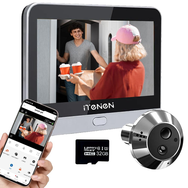 DA2 Zwei-Wege-Audio, digitaler Türspion mit Batterie 3,0 MP mit MicroSD 32 GB, kabelloser Videospion