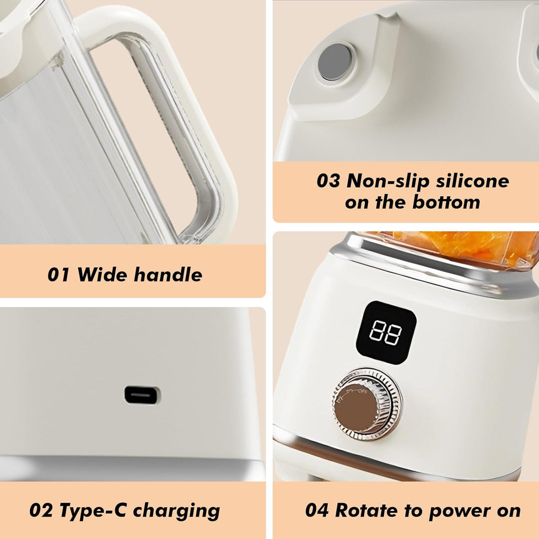Smoothie Maker, 600 ml Tragbarer Mini Mixer Smoothie Maker to go mit 10 Rostfreien Klingen& Digitala