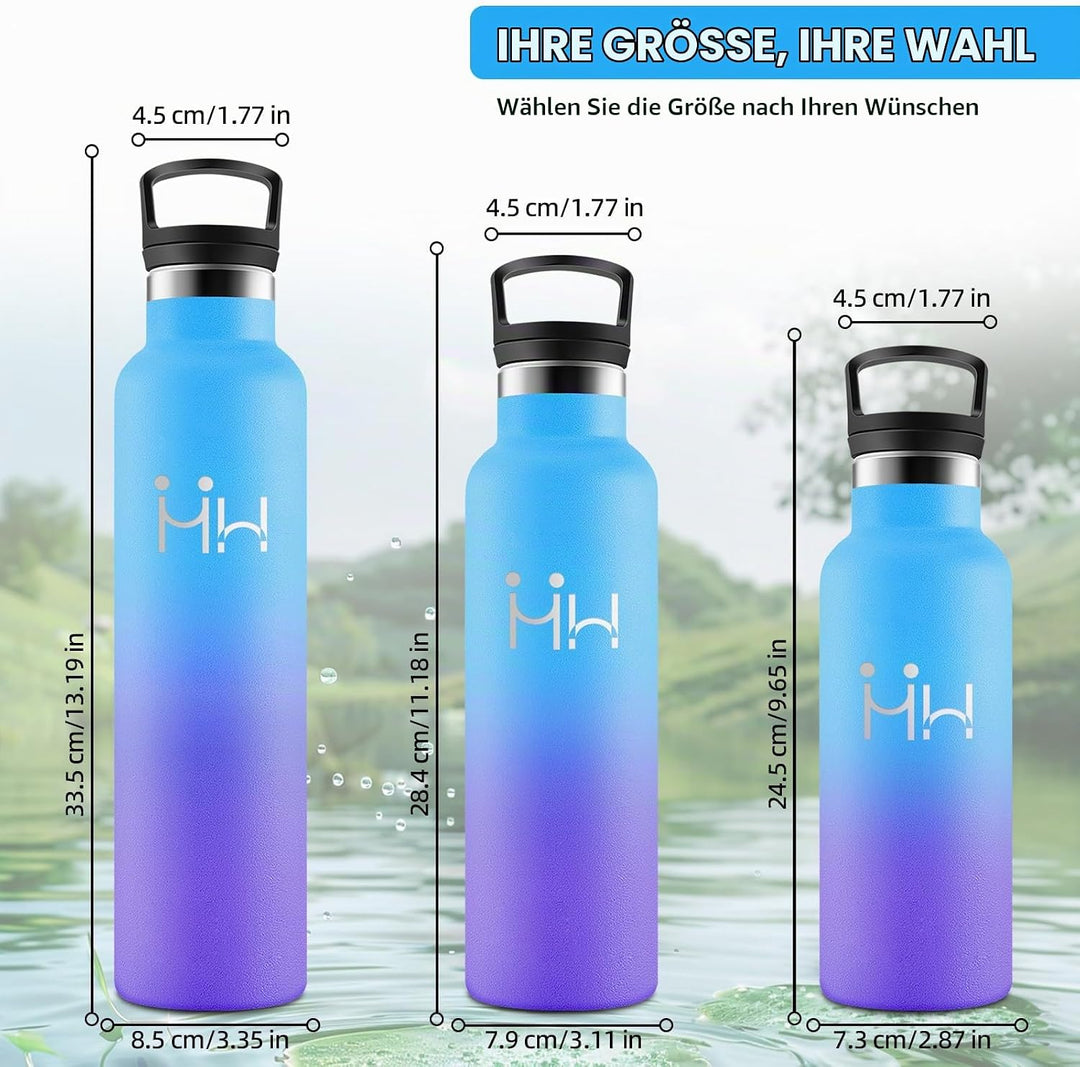 HoneyHolly Trinkflasche 1L, BPA-Frei, Trinkflasche Edelstahl, Thermosflasche, Auslaufsichere Isolier