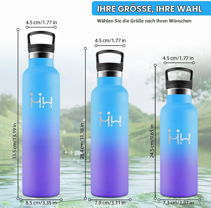 HoneyHolly Trinkflasche 1L, BPA-Frei, Trinkflasche Edelstahl, Thermosflasche, Auslaufsichere Isolier
