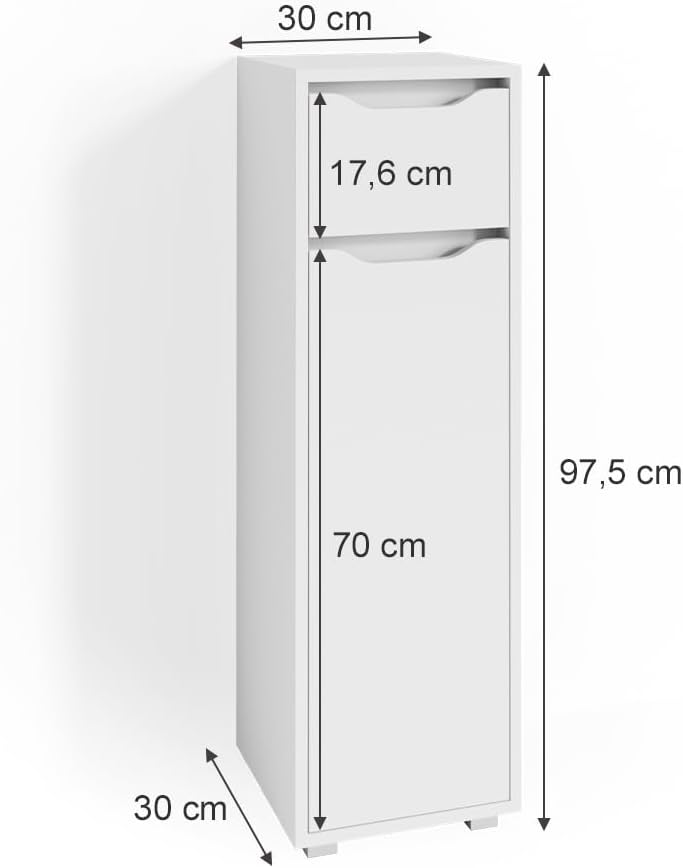 Vicco Midischrank Ruben, Weiss, 30 x 97.5 cm, zur Aufbewahrung im Bad, kompatibel mit Ruben Collecti