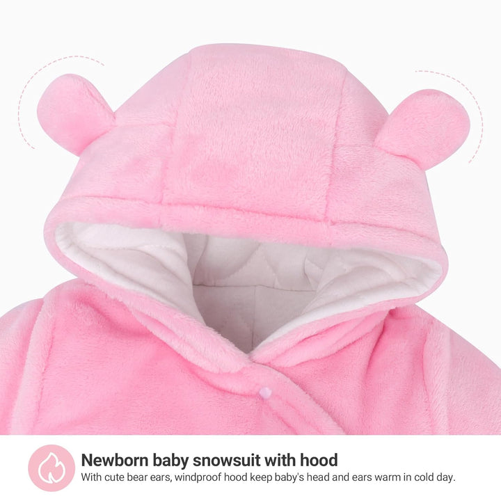 Baby Overalls mit Kapuze Winter Flanell Strampler Spielanzug mit Füsse Karikatur Jumpsuit, 0-3 Monat