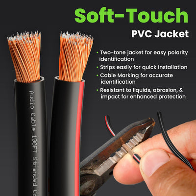 GearIT Lautsprecherkabel, 14 AWG, 14 AWG, Lautsprecherkabel (100 Fuss), ideal für Heimkino-Lautsprec