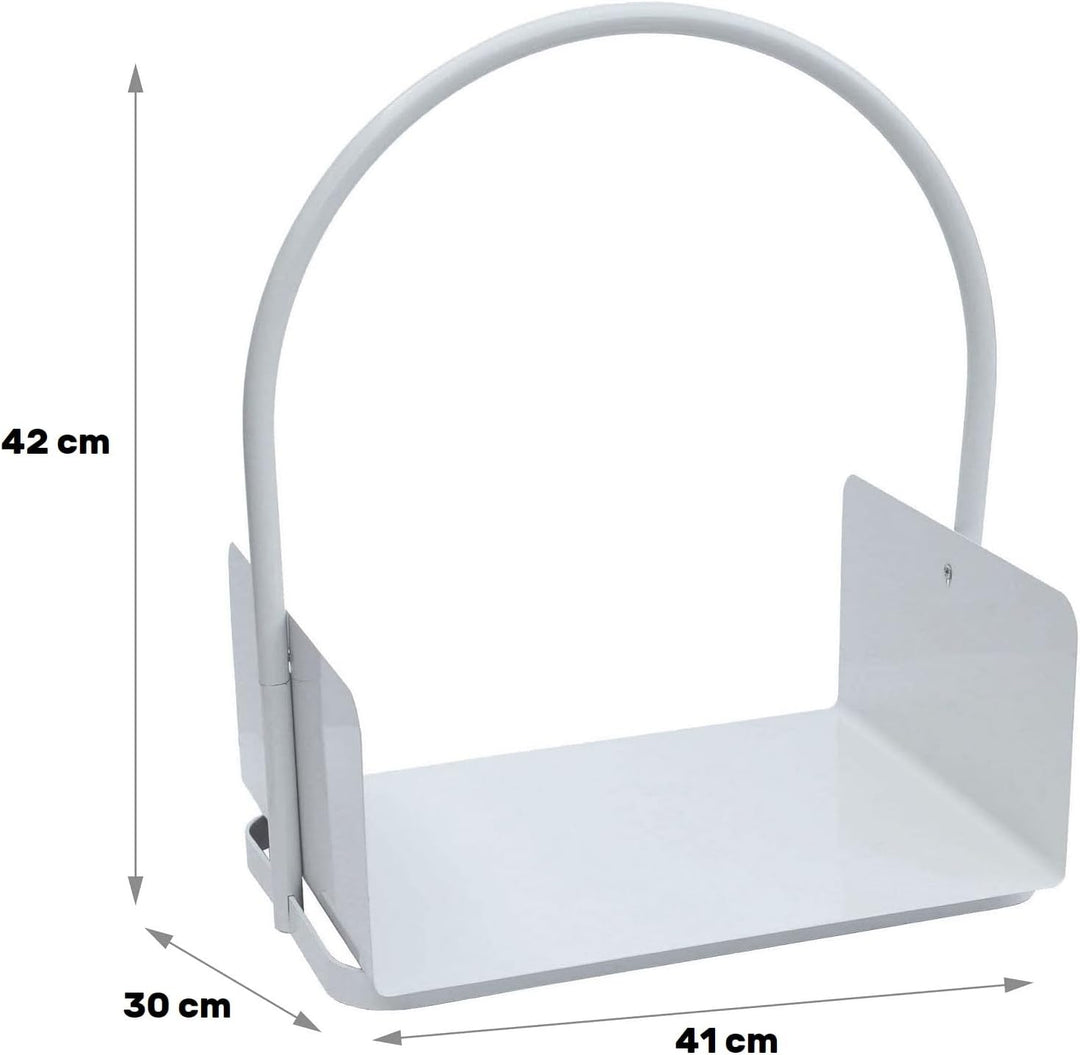 Kaminholzkorb aus Metall Brennholzkorb Chrome-Griff Holzkorb innen Holztrage Masse: 41 x 30 x 42 cm,