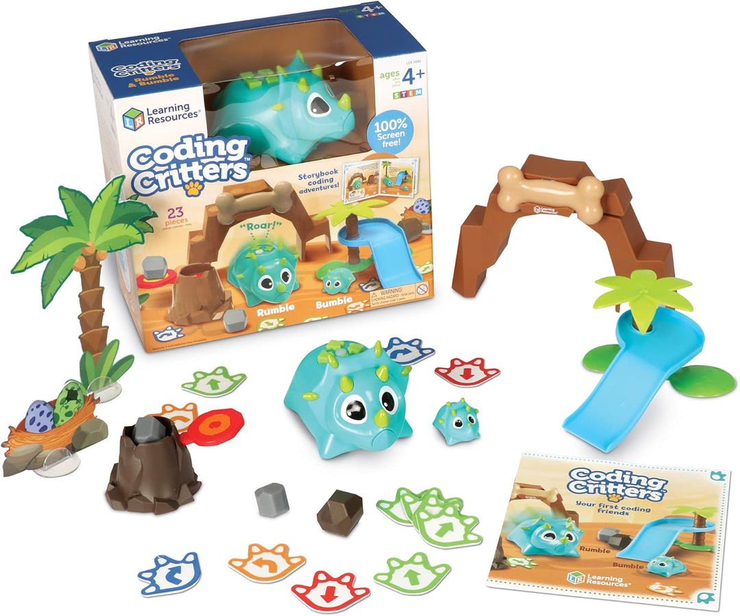 Learning Resources Coding Critters: Rumble & Bumble, Ab 4 Jahren, Programmierbare Dinos, Fördert Min