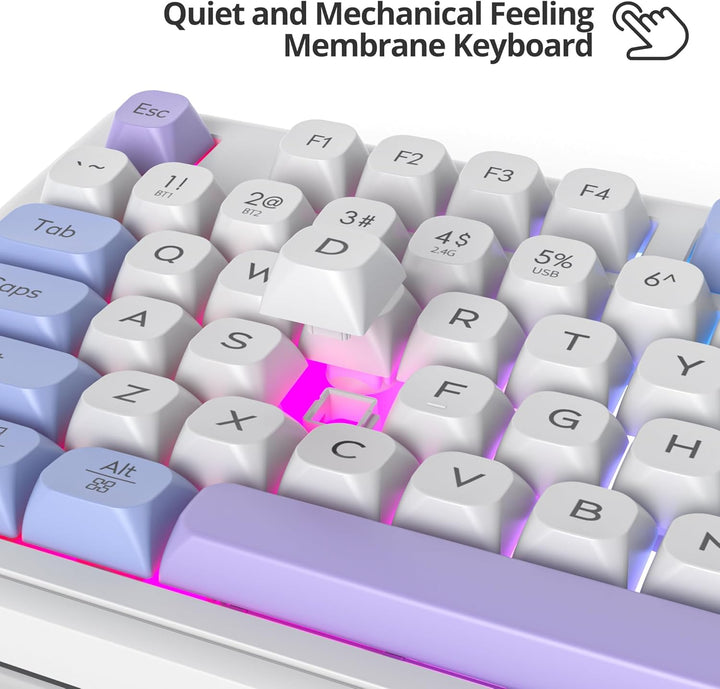 SbocKeeb 96% Kabellose Gaming Tastatur, Leise Membran Tastatur Mechanisches Gefühl mit Ziffernblock,
