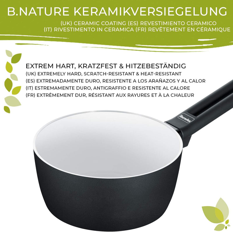 Berndes 013351 Stieltopf Starter Alu Induction b.nature, Kasserolle mit robuster Quarz Beschichtung,