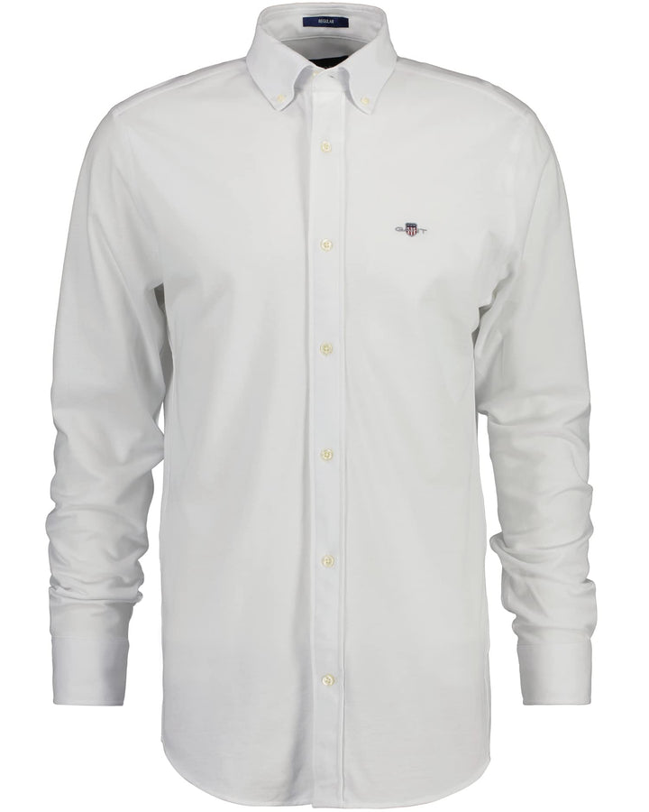 Gant Herren Reg Jersey Pique Shirt Klassisches Hemd L Weiss, L Weiss