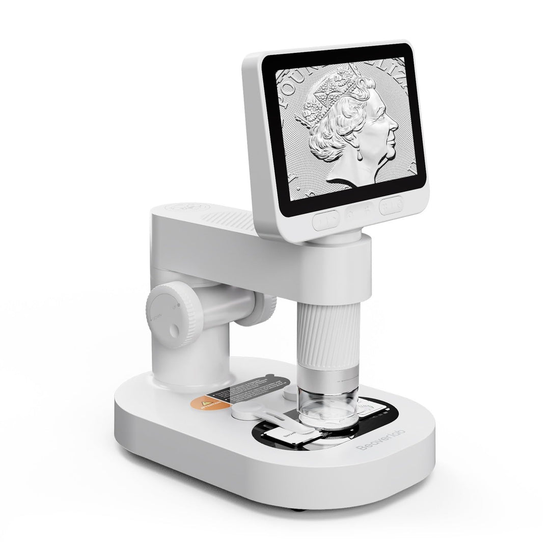 BEAVERLAB Mikroskop für Kinder, 4,3" IPS digitales Mikroskop 100X-1600X, 1080P HD Taschenmikroskop f