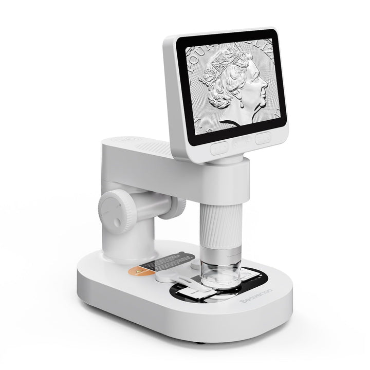 BEAVERLAB Mikroskop für Kinder, 4,3" IPS digitales Mikroskop 100X-1600X, 1080P HD Taschenmikroskop f