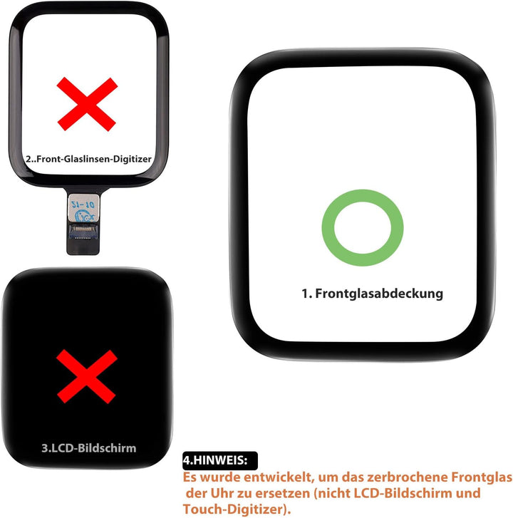 Tseriact Kompatibel mit Apple Watch Glas Ersatz &amp; Serie 7 41 mm Bildschirm äussere Glas Beschädigt E