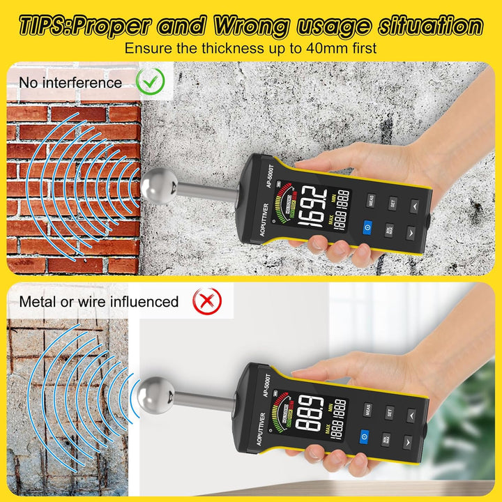 AOPUTTRIVER Pinless Feuchtemessgerät, Holzfeuchtemessgerät für Wände, Holz, Mauerwerk und Beton mit